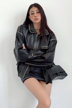 Item Type: Coat Material: Leather Sleeve Length: Long Sleeve Color: Black Size: S,M,L Size(cm) Clothing Length Bust Shoulder Width Sleeve Length S 59 124 58 52 M 60 128 59 53 L 61 132 60 54 Zip Cardigan, Leather Sleeve, Leather Jackets Women, Cardigan Jacket, Bandage Dress, Mesh Dress, Jacket Coat, Leather Jackets, Velvet Dress