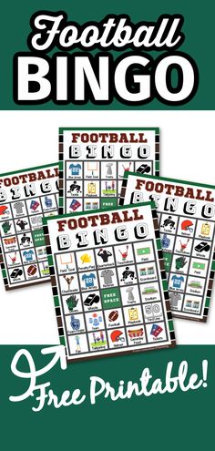 three printable football game cards with the words free printable