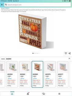 an image of a website page with pumpkins and apples on the front, along with other items for sale