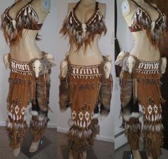 two pictures of a mannequin with feathers on it