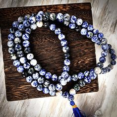 Sodalite Mala Beads - Art of the Root Spiritual Lapis Lazuli Beaded Bracelets, Spiritual Blue Beaded Bracelets For Meditation, Spiritual Sodalite Gemstone Beaded Bracelets, Spiritual Lapis Lazuli Round Beads, Blue Spiritual Mala With 8mm Beads, Blue 8mm Beads Spiritual Mala, Spiritual Polished Lapis Lazuli Beads, Spiritual Blue Mala With 108 Beads, Blue Natural Stone Beads For Meditation