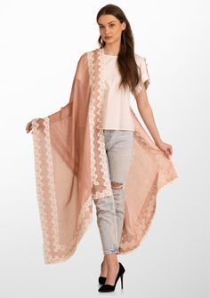 Indulge in the timeless allure of this gracefully hand crafted scarf. Created from a very light and airy linen and modal blend, this light copper scarf is emboldened by a contrasting double white floral lace border. The intricate lacework, reminiscent of blooming petals, adds a touch of romance to the scarf's design, creating a captivating visual interplay. This versatile accessory effortlessly transitions from casual to formal, providing a graceful complement to any ensemble. Cream Dupatta Shawl, Elegant Beige Dupatta For Spring, Bohemian Sheer Dupatta Shawl, White Pashmina Dupatta, Spring White Shawl Dupatta, White Dupatta For Spring, Light Copper, Lace Border, Scarf Design