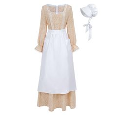 PRICES MAY VARY. Fabric - 100% polyester; The prairie pioneer dresses for women are made with polyester cloth in a small floral pattern. Lightweight and comfortable wear, not see-through. Design - The pioneer colonial dress is long, lace neck and pearl buttons decorated in front , ruffle cuffs are trimmed with lace. Well made with stretchy waist and zipper on the back for easy to put on / off. The bonnet has a bit of stretch in the back and can hold its shape. just the kind of dress Laura Ingall Pioneer Woman Dress, Pioneer Dresses, Pilgrim Dress, Farmer Costume, Amish Dress, Pilgrim Dresses, Colonial Costume, Pioneer Costume, Pilgrim Costume