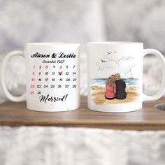 Personalized Anniversary Calendar Coffee Mug Anniversary Calendar, Gifts Couple, Couple Mug, Coffee Mug Gifts, Mug Gifts, Couple Mugs, Personalized Anniversary, White Gloss, Memorable Gifts