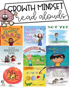 books about growth minds and reading alouds for kids to read with text overlay