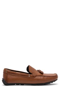 A refined, sophisticated leather loafer with a whipstitched detail is a versatile staple to go with any outfit. Moc toe Slip-on Cushioned insole Leather upper, manmade sole Imported Brown Tassel Loafers With Textured Sole And Almond Toe, Brown Almond Toe Tassel Loafers With Textured Sole, Brown Slip-on Boat Shoes For Formal Occasions, Plain Toe Moccasins With Textured Sole For Work, Brown Plain Toe Tassel Loafers With Stitched Sole, Casual Brown Leather Tassel Loafers, Formal Brown Moccasins With Textured Sole, Brown Leather Tassel Loafers With Stitched Sole, Casual Leather Tassel Loafers With Leather Sole