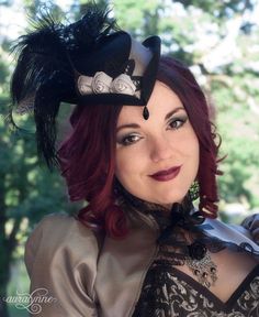 Gothic Wedding Tilt Hat | Silver Siren | Costume Accessory, Steampunk Hat. Wedding Accessories, Steampunk Cosplay, Alterntive Wedding #AlternativeWedding #RidingHat #SteampunkWedding #SteampunkCosplay #SteampunkHat #VictorianHat #CostumeAccessory #WeddingAccessories #GothicWedding #GothicHat Fitted Fantasy Costume Hats For Themed Events, Fitted Steampunk Costume Hats And Headpieces For Cosplay, Fitted Gothic Costume Hats And Headpieces For Themed Events, Fitted Gothic Costume Hats For Themed Events, Fitted Fantasy Hat For Costume Party, Fitted High Crown Top Hat For Cosplay, Gothic High Crown Top Hat For Themed Events, Gothic High Crown Costume Accessories For Themed Events, Gothic Black Top Hat For Themed Events