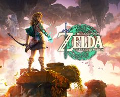 the legend of zelda is standing on top of a rock with an arrow in her hand