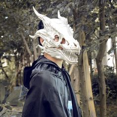 PRICES MAY VARY. [Movable Dragon Mask Hat] - jaw is movable, the lower jaw sits and moves with your lower jaw. [Fits Any Size Head] - Holds with elastic band around the head which can be hidden under the hair, Suitable for different size heads !! [Size] - 64cm/25″long from nose to point of the horn. [Material] - Made of PLA & eco friendly emulsion which is produced via starch fermentation during corn wet milling. Much better to your face than polyurethane resin [DIY Color] - Painted with acrylic Bride Of Frankenstein Costume, Dragon Cosplay, Dragon Skeleton, Frankenstein Costume, Tiger Skull, Dino Mask, Skeleton Mask, Dinosaur Mask, Dragon Mask