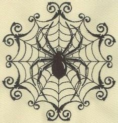 a spider web is shown in black on white paper, with the word halloween written across it