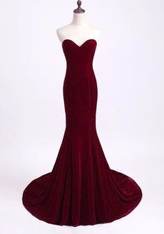 Red Mermaid Dress, Red Backless Dress, Burgundy Formal Dress, Fitted Prom Dresses, Red Mermaid, Burgundy Dresses, Dress Sweetheart Neckline, Prom Dresses 2018, Dark Wedding