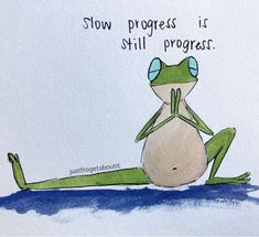 a drawing of a frog sitting on the ground with its legs crossed and eyes closed