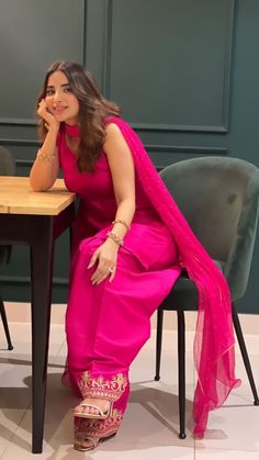 Saboor Aly Dresses, Desi Suits, Hot Pink Suit, Dresses Punjabi, Pink Suits Women, Saboor Aly, Desi Fits, Indian Suit, Desi Outfits