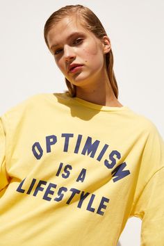 DRESS WITH FRONT TEXT - View all-DRESSES-TRF | ZARA United States Trendy Shirt Designs, Funny Shirt Sayings, T Shorts, Boyfriend Shirt, Simple Shirts, Street Style Inspiration, Tshirt Outfits, Tee Outfit