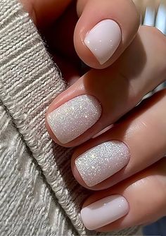 Nails Kit, Sparkle Nails, False Nails, Press On Nails, Sparkle, Glitter, Square, Nails, White