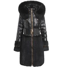 NEW Gorgeous Elegant High Quality Black Long Down Coat with Real Fox Fur and Real Rex Rabbit Fur, Italy royal cat  Filling with 90% white duck down and 10% feather, thick and warm. This luxury hooded down coat is exceptionally made with very high quality materials.  The hood trim is removable and made from very thick fox fur. The bottom skirt and sleeves are made from British Rex rabbit fur. Included belt is adjustable.                       Only one available! Size:  M -  bust 98cm, waist 86cm, sleeve length 61cm, shoulder width 41cm, length 98cm Hello and welcome to my shop! I am new to Etsy but not to this business. All our items are handmade with high quality fabrics by skilled tailors. Rest assured, the item you see in the picture is the item that you will receive. Our items are price Royal Cat, Elegant Streetwear, Long Down Coat, Rex Rabbit, Down Puffer Coat, White Duck, Fur Fashion, Vintage Elegant, Duck Down