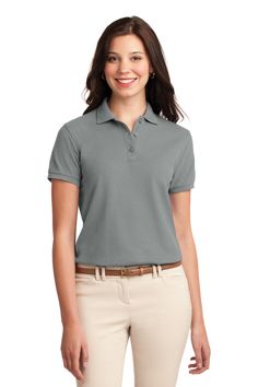 Shop Port Authority L500 in Cool Gray & get instant bulk discounts. This 65% Polyester, 35% Cotton Women Polo Shirt is often used for Embroidery projects by our customers | Ships Fast | Award-Winning Customer Service. Red Kap, Initial Monogram, Silk Touch, Port Authority, Work Wear Women, Polo Shirt Women, Woven Dress, Monogram Logo, Collar And Cuff