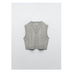 Cropped Vest, Knit Crop, Knit Vest, Sleeveless Top, Zara, Trim, V Neck, Knitting, Women's Top