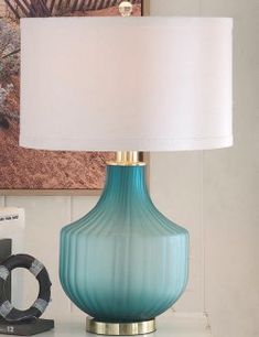 Turquoise Frost Glass Table Lamp - Nautical Luxuries Turquoise Lamp, Frosted Lamp, Wood Rack, Shell Collection, Coastal Colors, Nautical Gifts, Coastal Home, Cute House, Aqua Turquoise