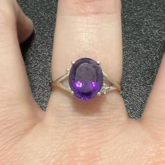 Size 6 - 14kt White Gold Zales Jewelry, Jewelry Purple, Ring Color, White Gold Ring, Purple Amethyst, Womens Jewelry Rings, White Gold Rings, Diamond White, Color Purple