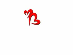 a red heart shaped logo on a white background