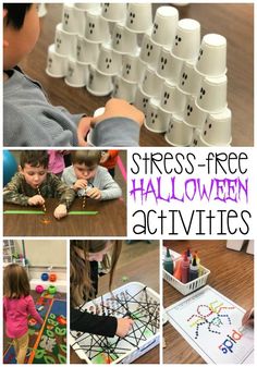 Low Prep Steam Activities, Halloween Stations First Grade, Halloween Class Party Games 2nd Grade, Halloween Craft For 2nd Grade, Halloween Classroom Activities 3rd Grade, Halloween Stem Activities Elementary, Halloween Stations, Elves Workshop