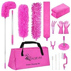 the pink cleaning kit is ready to be used