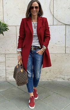 Adrette Outfits, Red Coat, Fashion Over 50