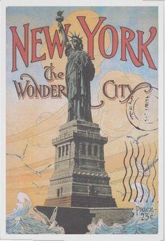 the statue of liberty is depicted in this poster