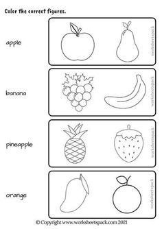 Fruit For Preschool, Life Skills Worksheets For Preschool, English Worksheets For Preschoolers, Language For Kindergarten Worksheets, Language Worksheets For Preschool, Worksheet On Fruits For Kindergarten, Activity Book For Preschoolers, Activity Sheet For Preschoolers, Worksheet Ideas For Preschool