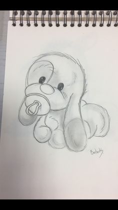 a pencil drawing of a teddy bear