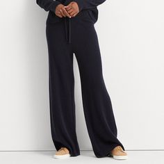 New With Tags, Lauren Ralph Lauren "Washable Cashmere" Pants In Lauren Navy Color. Ribbed Design With Drawstring Waistband. Retail $295 Navy Bottoms For Loungewear In Winter, Womens Black Belt, White Wide Leg Trousers, Silk Wide Leg Pants, Chambray Pants, Cashmere Pants, Drawstring Waist Pants, Slacks Trousers, Black Wide Leg Trousers