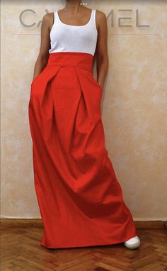 Long Cotton Skirt, Long Linen Skirt, Red Maxi Skirt, Rok Outfit, Bridesmaid Skirts, Flowy Maxi Skirts, Wedding Skirt, Maxi Rok