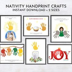 six handprint cards with different designs on them