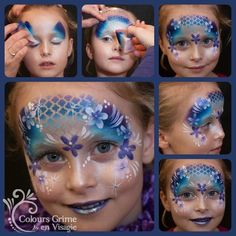 grimeren voorbeelden stap voor stap - Google zoeken Mermaid Face Paint, Carnaval Make-up, Face Painting Flowers, Face Painting Tips, Girl Face Painting, Face Painting Tutorials, Kids Face Paint, Body Suit Tattoo, Pintura Facial