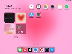 an image of a pink background with many different app icons on the bottom right corner