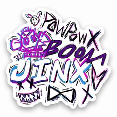 a sticker with the word book written in purple, blue and black graffiti on it