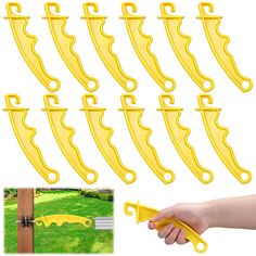 10 pieces yellow plastic garden shears for lawn and yard use, set of 12