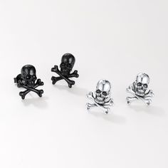 The skull was considered a repository of sacred power that immunizes a person from the forces of evil and gives him health and prosperity. Gothic punk sterling silver pirate skull and crossbones stud earrings for men. Our sterling silver skull earrings are perfect for hip-hop men, cool boys and girls, and anyone who enjoys punk, rock, and gothic styles. They also go well with Halloween costumes like skeletons, zombies or witches.  SPU:SCE6732  Material：925 Sterling Silver  Style:  Gothic  Size: Silver Skull Earrings With Skull Print, Pirate Skull And Crossbones, Cool Boys, Nordic Vikings, The Forces Of Evil, Stud Earrings For Men, Style Gothic, Viking Symbols, Earrings For Men