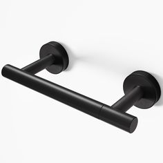 two black handles on a white wall