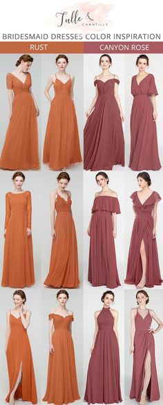 the bridesmaid dresses color inspirationation are available in multiple colors and sizes, including orange