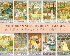 the victorian nursery rhyme images for children's books and crafts, including illustrations from fairy tale