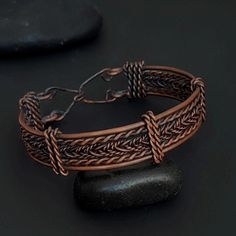 Bracelet is made from copper wire. The copper part of bracelet is oxidized and polished. * Bracelet width 1.7 cm (0.7 inches). Bracelet length: 19.0 cm (7.5 Inches) In order for the bracelet, it is necessary to add 1-2cm to the girth of the wrist. This amount will be the optimal length of the bracelet for you. The wrist should be measured in the area of the protruding bone. There the wrist is wider and the measurement will be accurate. Copper Meanings Copper carries the receptive energies of the wise Grandmother Earth, teaching us to walk in balance with nature. As a conductor of energy, when used with earthly crystals it intensifies, enhances and channels their properties. Copper is thought to assist the body with repairing tissues, oxygenating the blood, easing arthritis, strengthening t Bracelet Fil, Cameo Jewelry, Wire Wrapped Bracelet, Bracelet Cuff, Copper Bracelet, Healing Bracelets, Pure Copper, Copper Jewelry, Wire Wrapped Jewelry