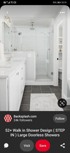 a white bathroom with black and red accents