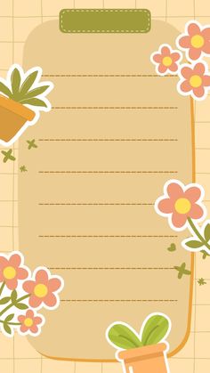 a piece of paper with flowers on it and a potted plant next to it