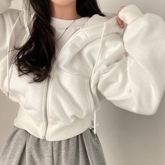 Korean Hoodie, Mode Harajuku, Oversized Zip Up Hoodie, Chique Outfit, Winter Chic, Estilo Chic, Estilo Hip Hop, Zippered Sweater, Retro Women