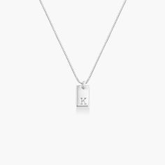 Willow Tag Initial Necklace - Sterling Silver | Oak & Luna Initial Jewelry Silver, Initial Necklace For Boyfriend, Boyfriend Initials, Silver Letter Necklace, Safety Policy, Silver Initial Necklace, Initial Necklace Silver, Dainty Initial Necklace, Silver Oak