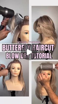 Blow Dry Hair For Volume, Blow Dry Tutorial, Volume Haircut, Volume Mousse, Butterfly Hairstyle, Blowout Hair Tutorial, Blow Hair, Blowdry Styles, Butterfly Haircut