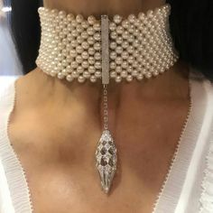 You can count on @karensuenfinejewellery to amaze and delight you with her unique creations - we loved this pearl chocker ❤️ #jewelleryarabia2017  #karensuenfinejewellery  #luxuryjewelleryevents Wedding Jewellery Collection, Doha Qatar, Diamond Choker, Initial Pendant Necklace, Pearl Collection, Pearl Design, Fancy Jewellery, Jewelry Images, Jewelry Design Necklace