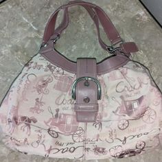 Authentic Coach Signature Horse & Carriage Large Pink Hobo Bag Certification Id# D1069-F15209 Pink Hobo Bag, Horse Carriage, Hobo Bag, Coach Bags, Bag Lady, Horses, Pink, Quick Saves, Clothes